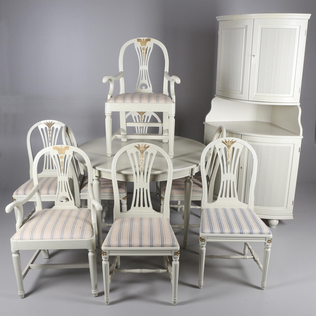 MATSALSGRUPP, 10 delar, "Axet", Gustaviansk stil, 1900-tal.