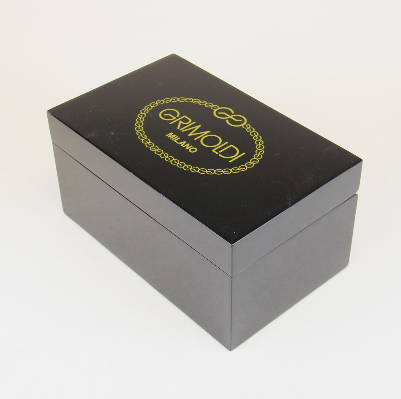 BOXED GRIMOLDI, MILANO LACQUERED WATCH BOX.