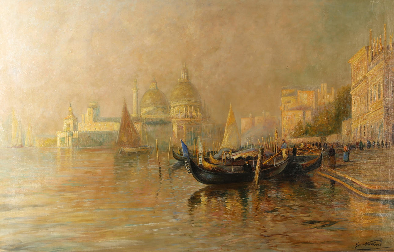 Unknown artist, oil on canvas, signed E Navarro.