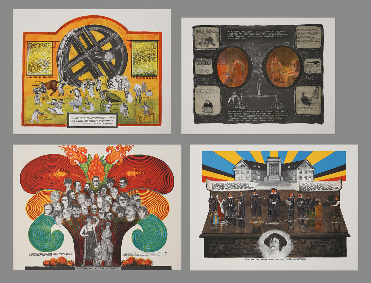 SIXTEN HAAGE. 4 pieces, From the history of the Walloons. Color lithography. 3 of 4 signed Haage and dated, 3 of 4 62/200.