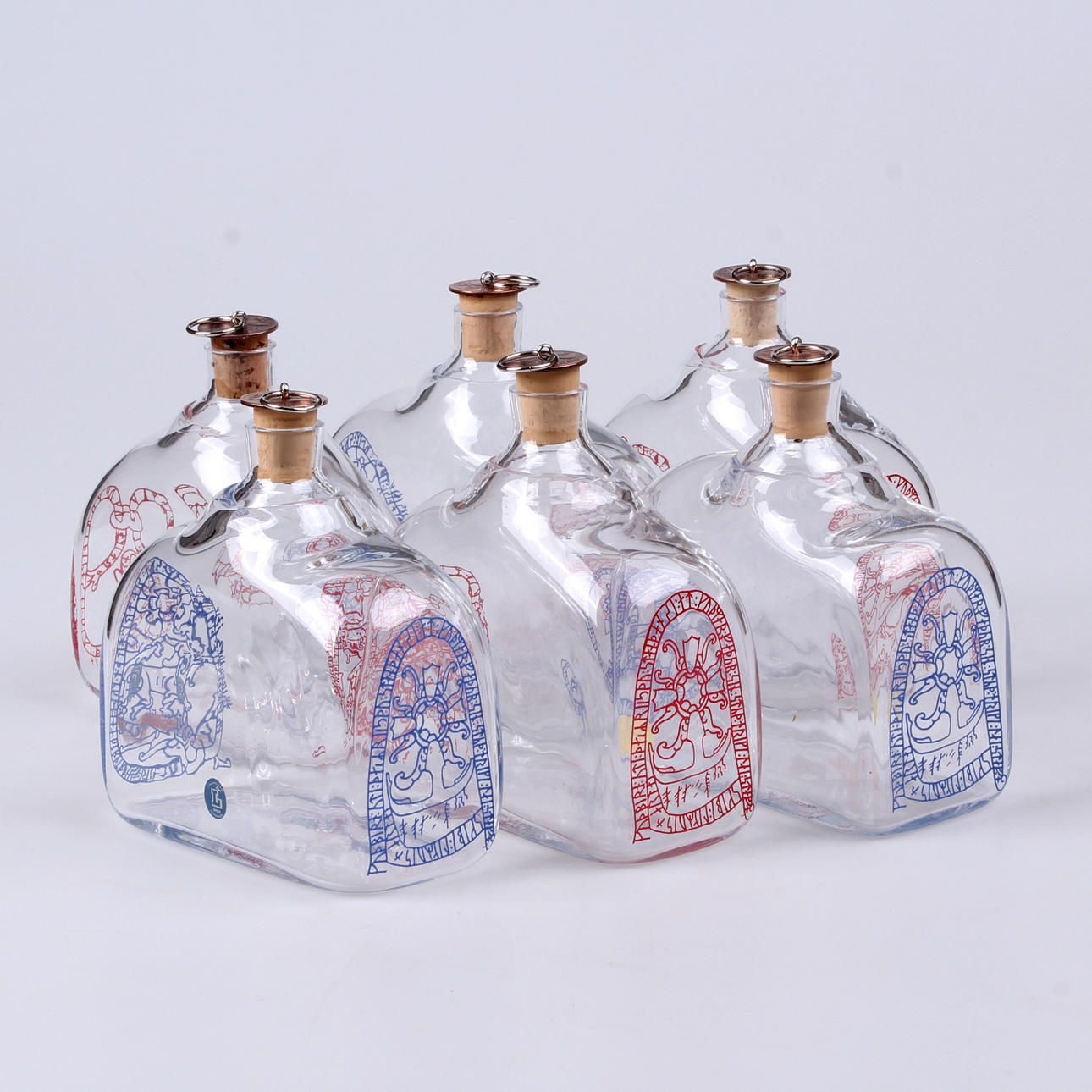 BRÄNNVINSKARAFFER, 6 st. Lindshammar, 1900-tal.