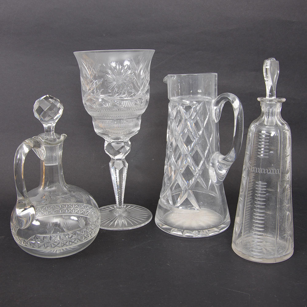 POKALGLAS, 2 KARAFFER SAMT BRINGARE, kristall.