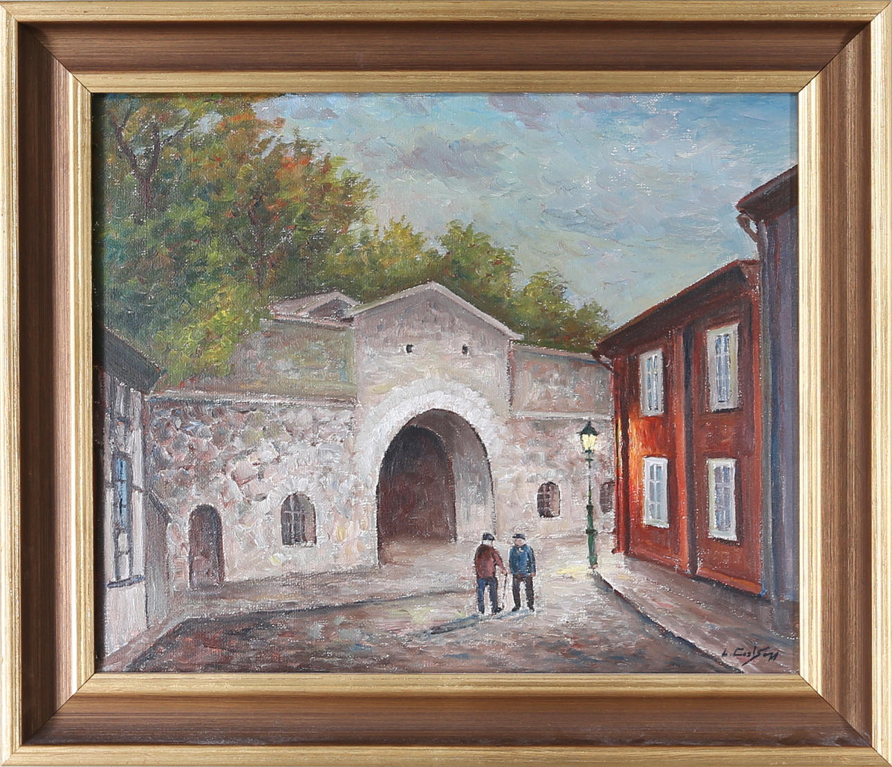 LAGE CARLSSON. "Västerport Kalmar", olja på duk, signerad.