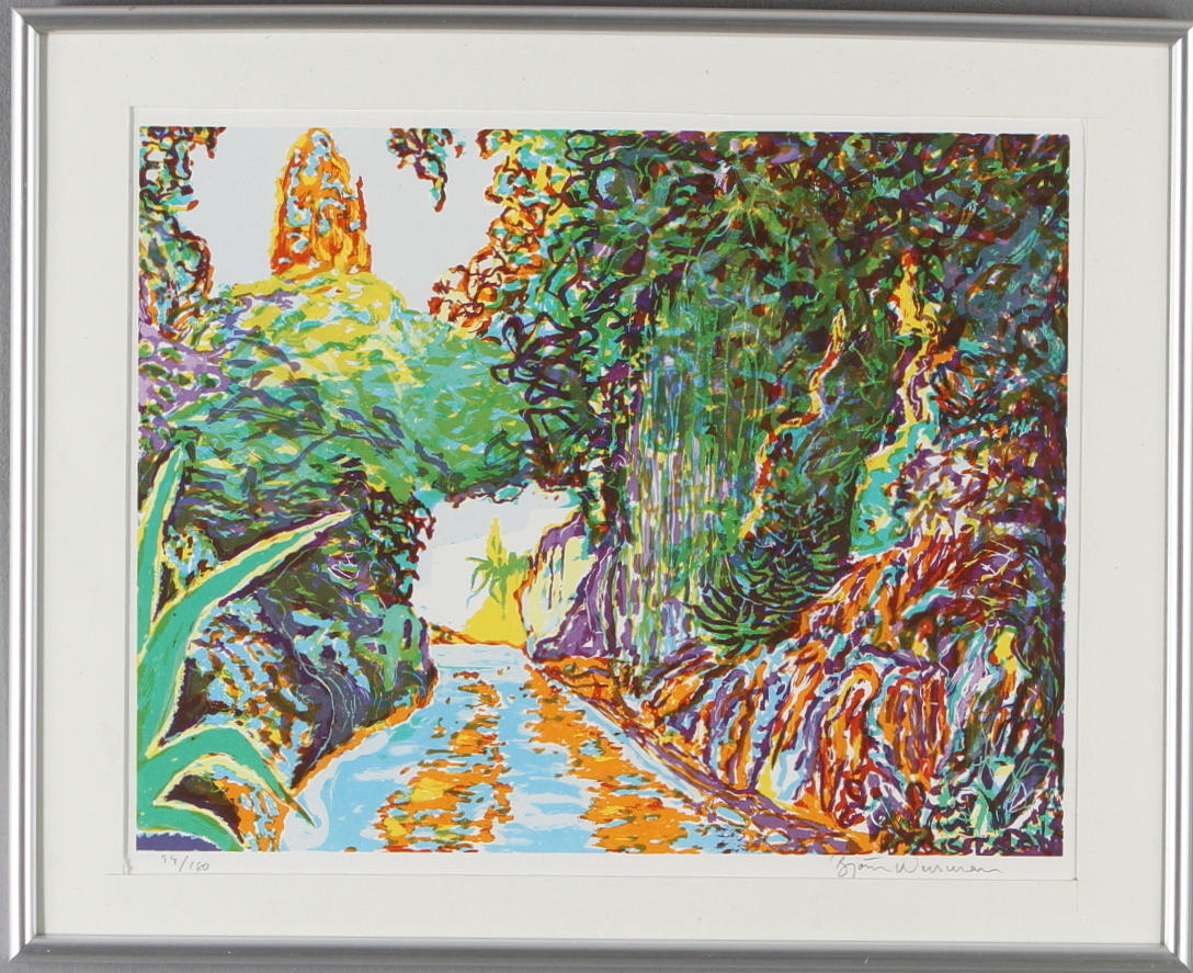 BJÖRN WESSMAN. Vattendrag, färglitografi, signerad och numrerad 94/180.
