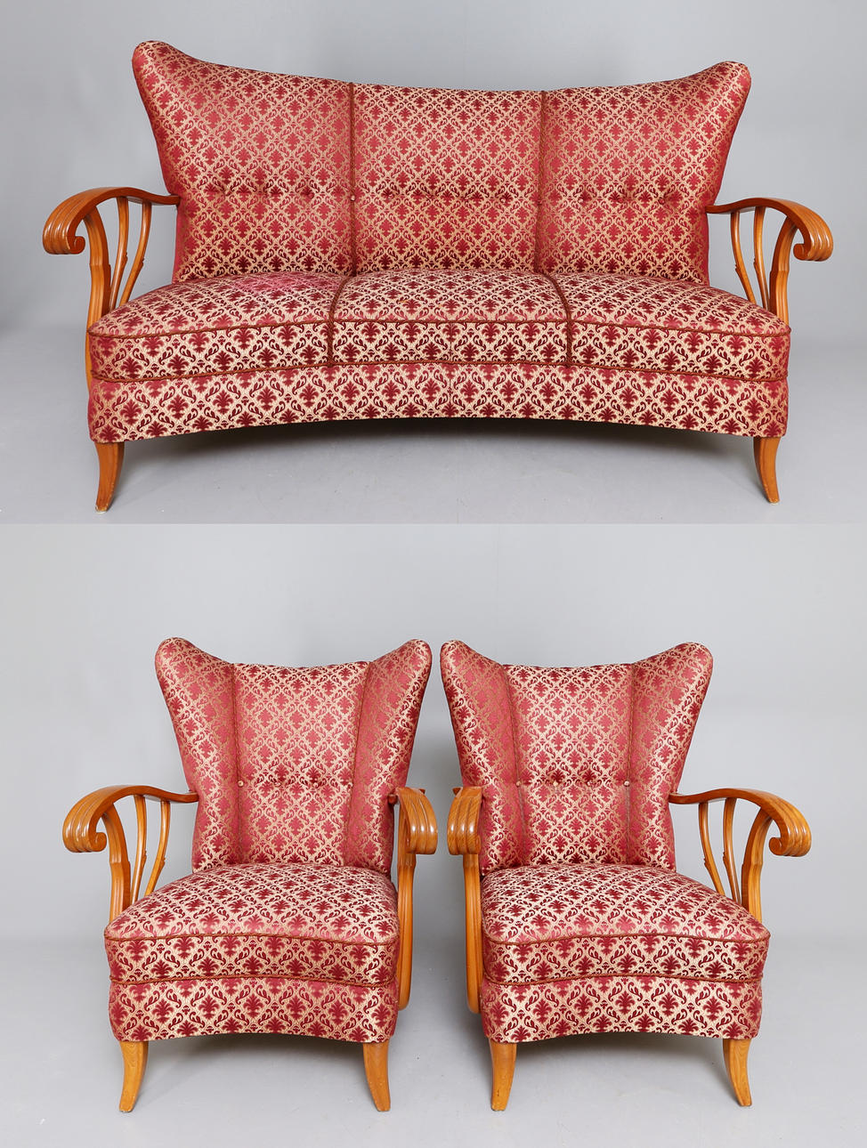 SOFFGRUPP, 3 delar, "Öronlapps-modell", 1930/40-tal.