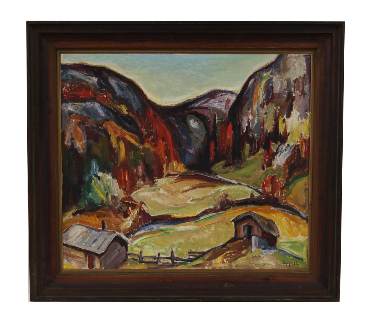 FRITZ SMEDBERG. Olja på duk. "Höst i Telemark", signerad.