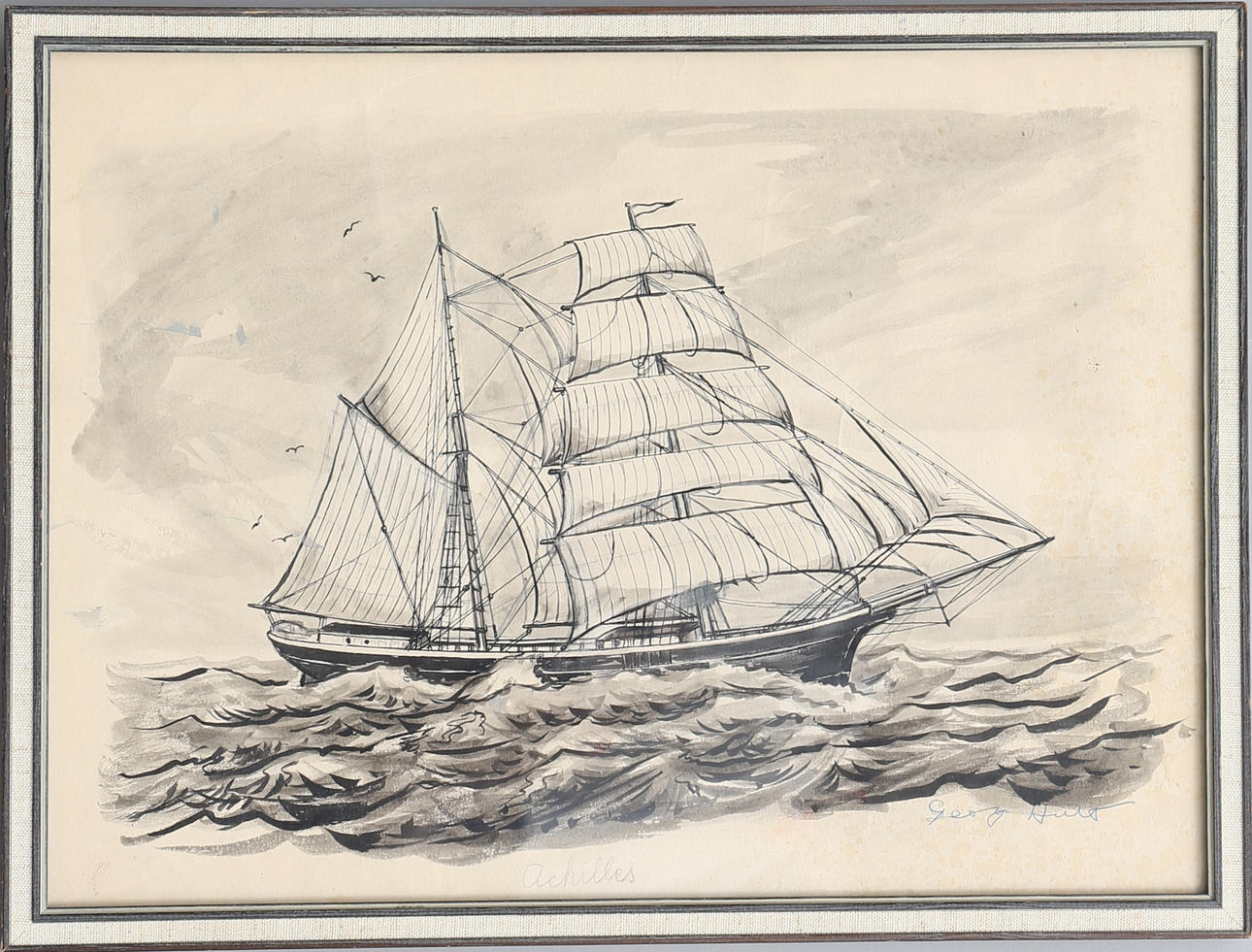 GEORG HULT. "Achilles". Tuschlavering, signerad.