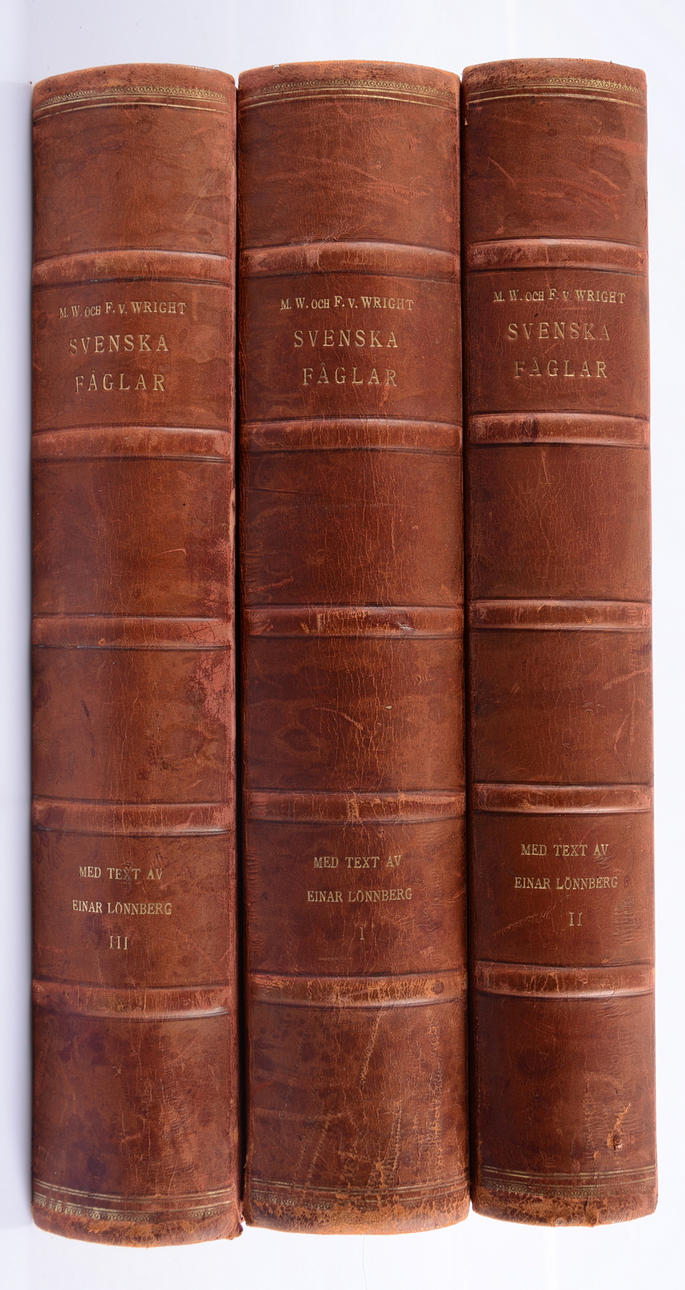 SVENSKA FÅGLAR, 3 volymer, M.W. &. F. von Wright, Stockholm 1929.