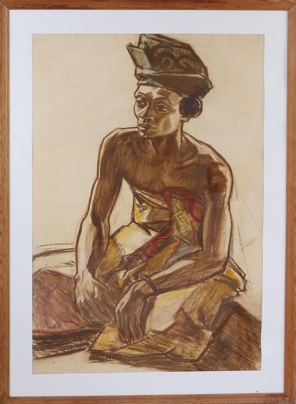 STIG SÖDERSTEN. Porträtt, blandteknik, signerad.