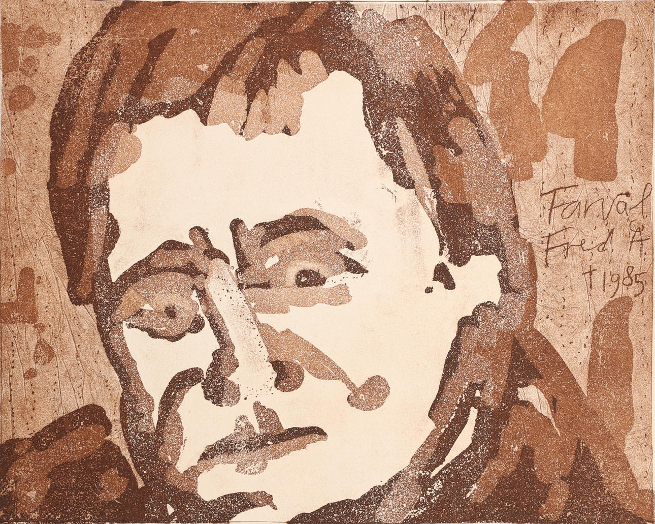 WALTER HUBER. "Farewell Fred Å", etching, signed.