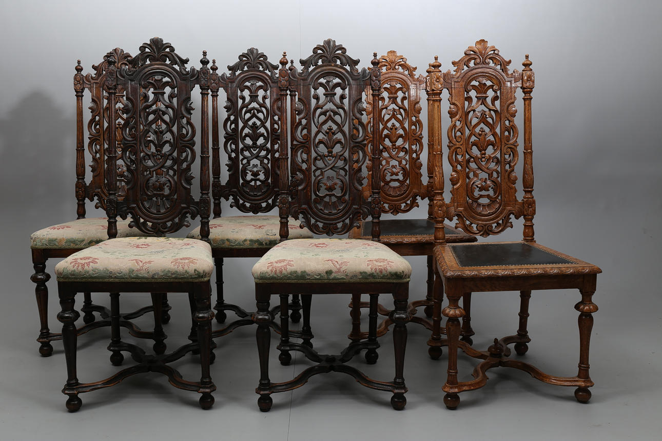 STOLAR, trä, 4+2 stycken, 1800-1900-tal.