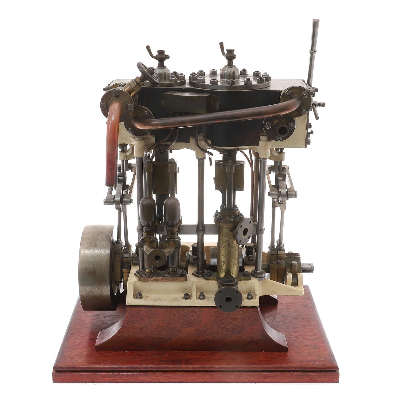 A MODEL OF A TWO CYLINDER COMPOUND STEAM LAUNCH ENGINE WITH STEPHENSON ...