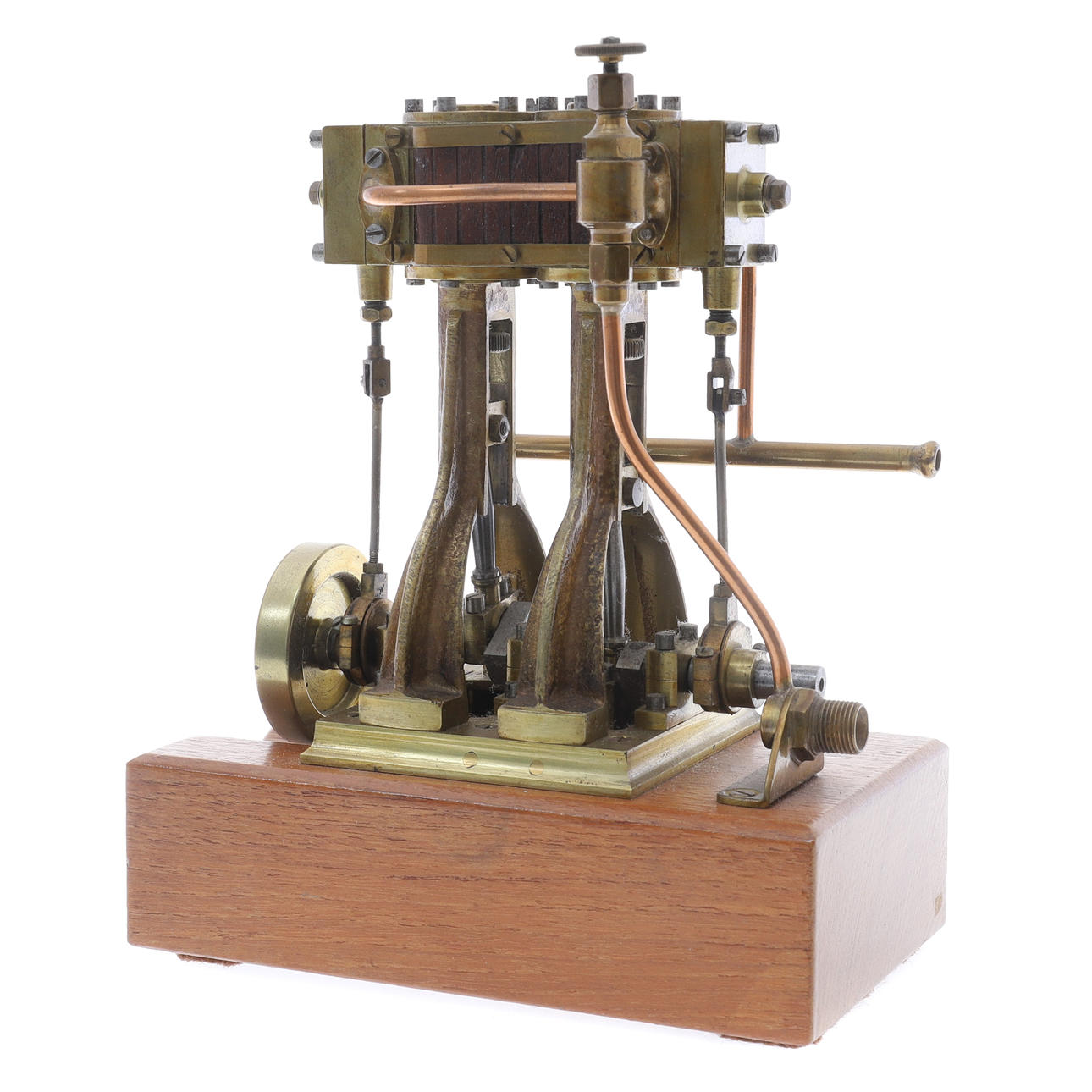A MODEL OF INVERTED VERTICAL, TWIN CYLINDER STEAM LAUNCH ENGINE, CIRCA ...