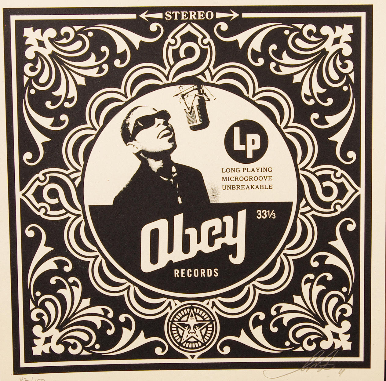 SHEPARD FAIREY. "Ray Charles", Artisknamn Obey, litografi, signerad.
