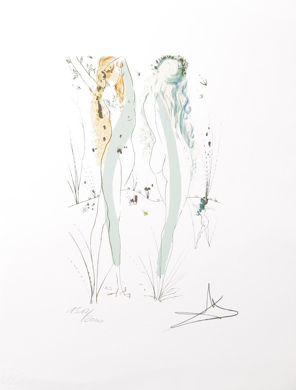 SALVADOR DALI. EFTER. Kvinnofigurer, stämplat Levine & Levine.