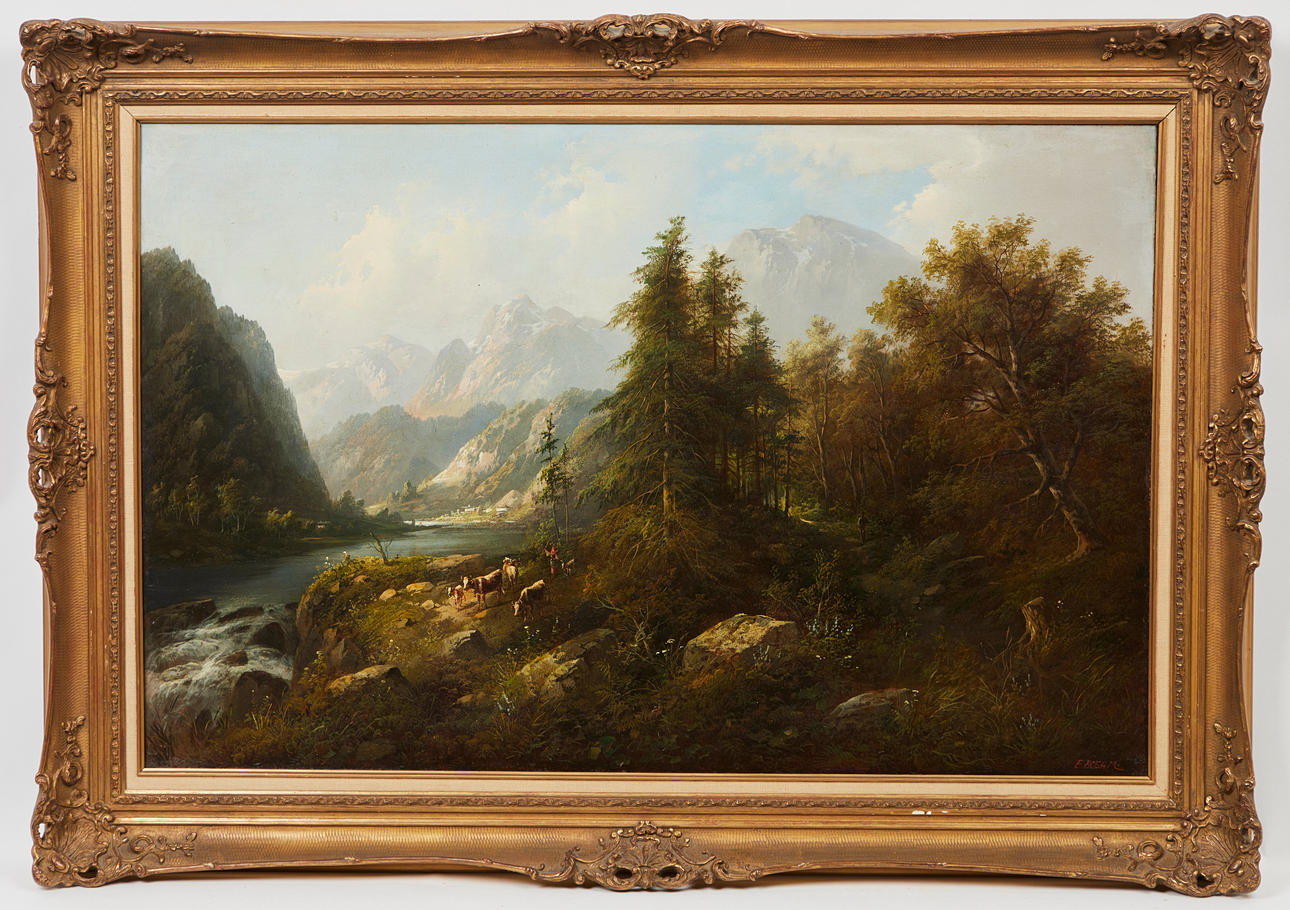EDUARD BOEHM. Painting, mountain landscape.