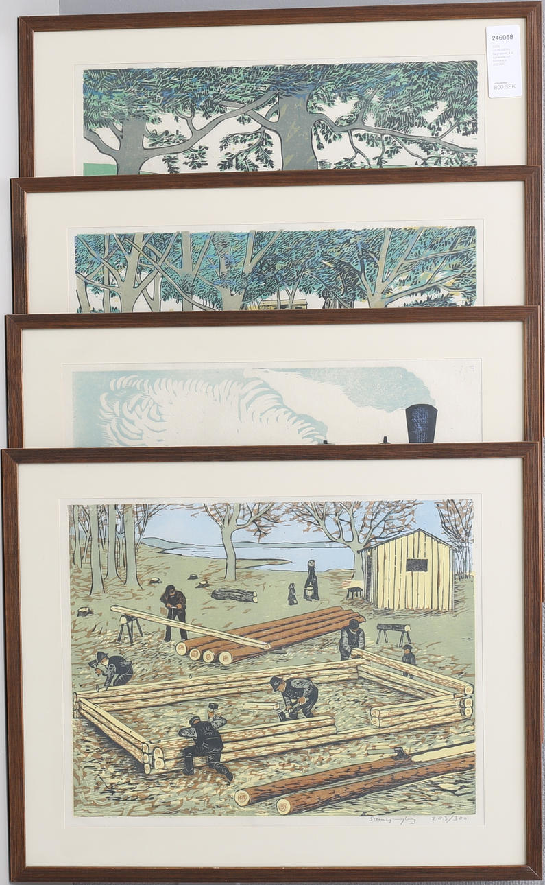 SVEN LJUNGBERG. Färgträsnitt, 4 st, signerade och numrerade 203/300.