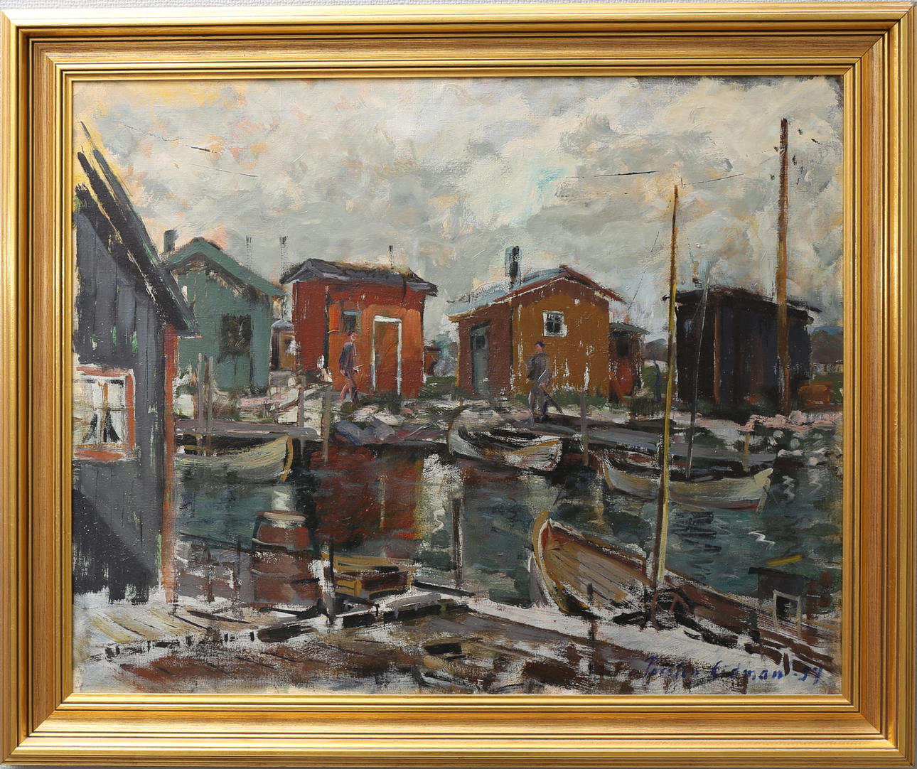 TORSTEN LIDMAN. Fiskeläge. Olja på duk, signerad och daterad -57.