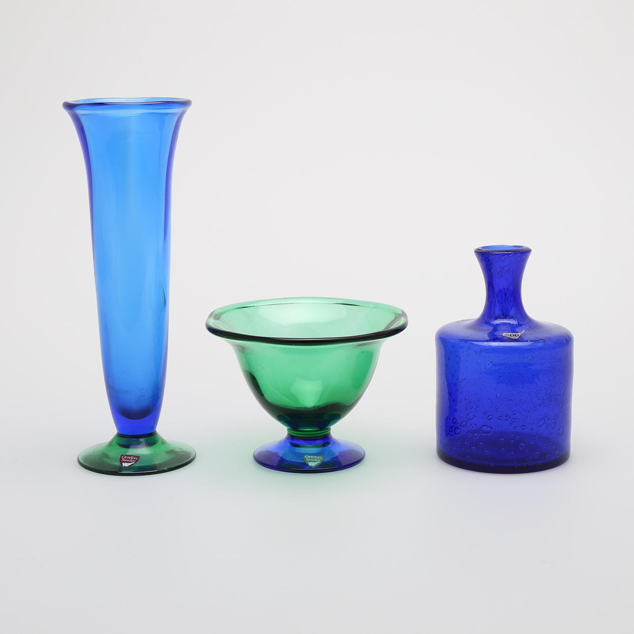 KONSTGLAS, 3 delar, Erik Höglund samt Orrefors.