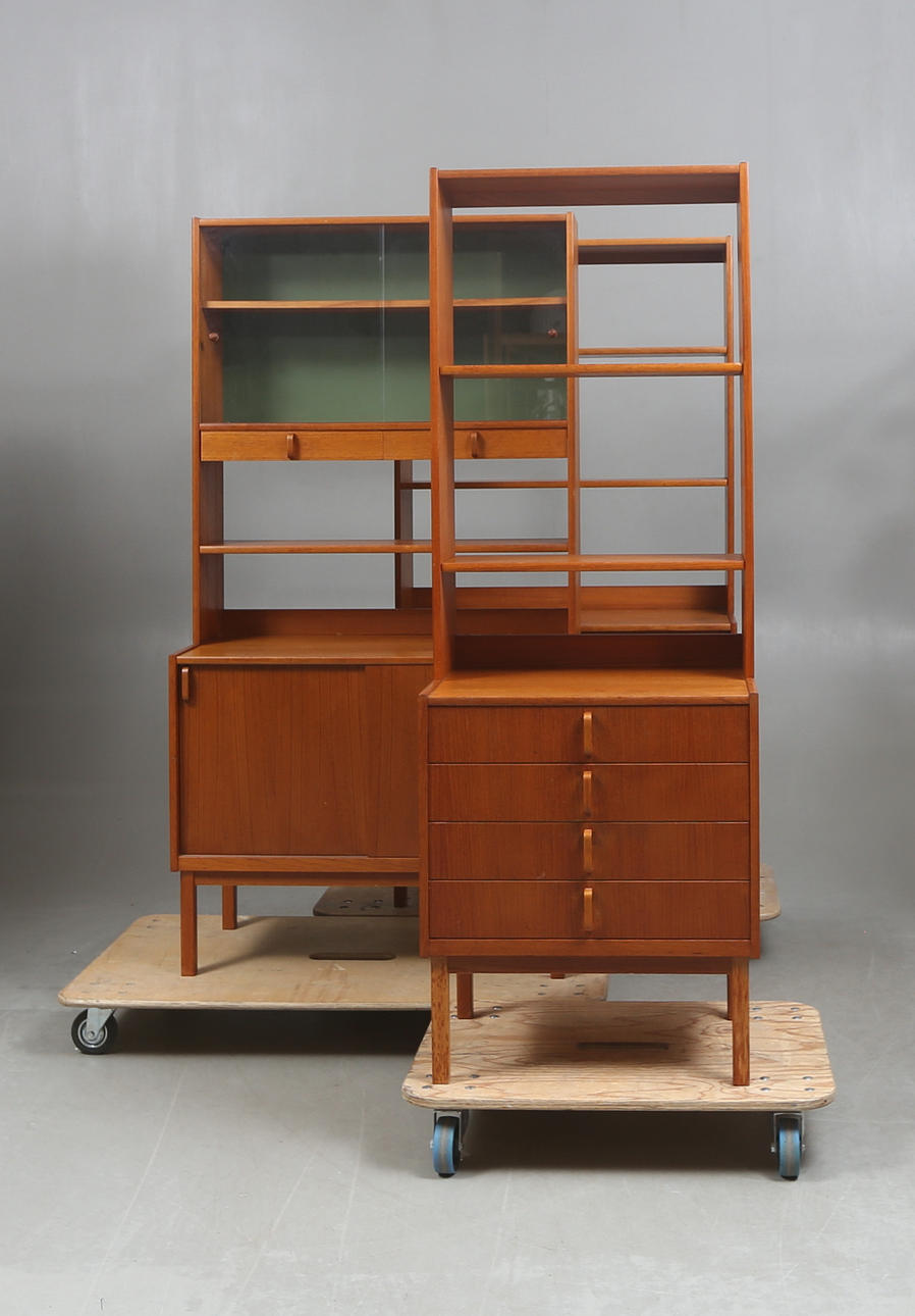 BOKHYLLA, 3 sektioner, 1950/60-tal.