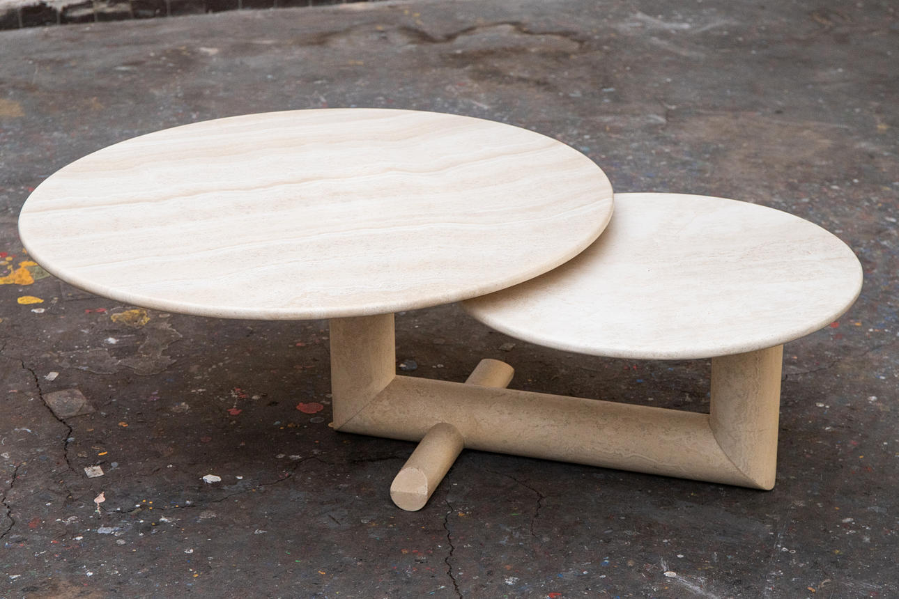 Large Travertine Coffee Table (68-5).