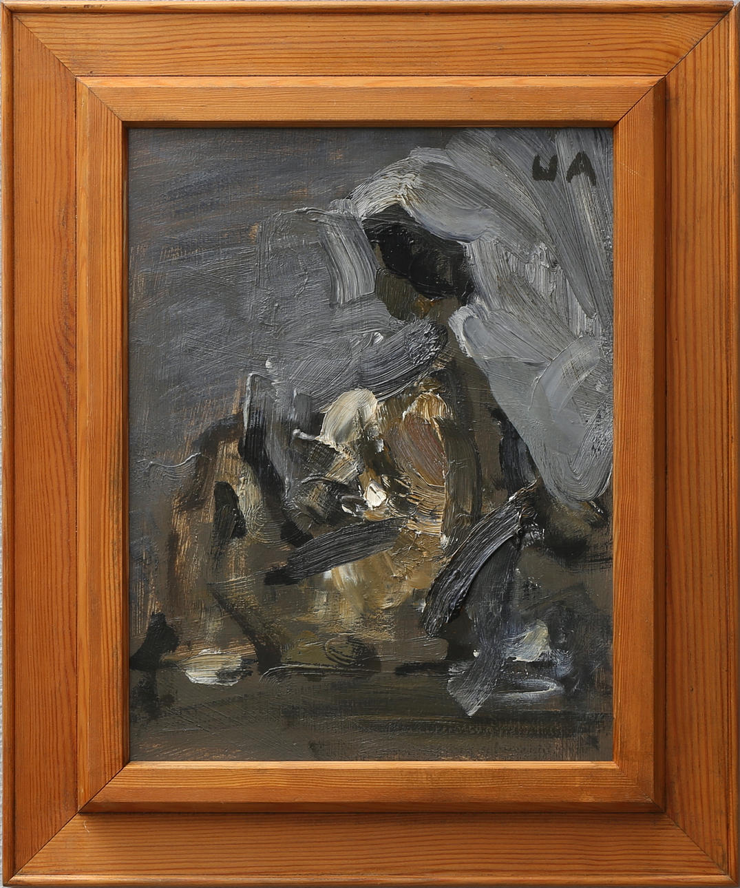 ULF ASCHAN. Komposition. Olja på pannå, signerad UA.