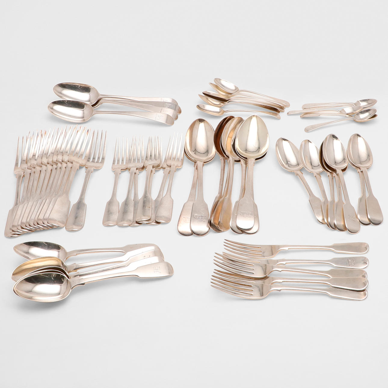 MIXED FIDDLE PATTERN FLATWARE ETC.