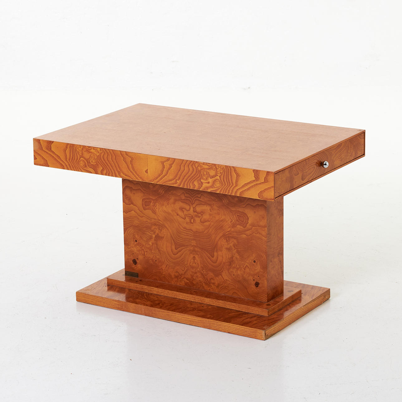 GRANGE, coffee table / side table, art deco style, root veneer, tray marked, 2 pull-out tops.