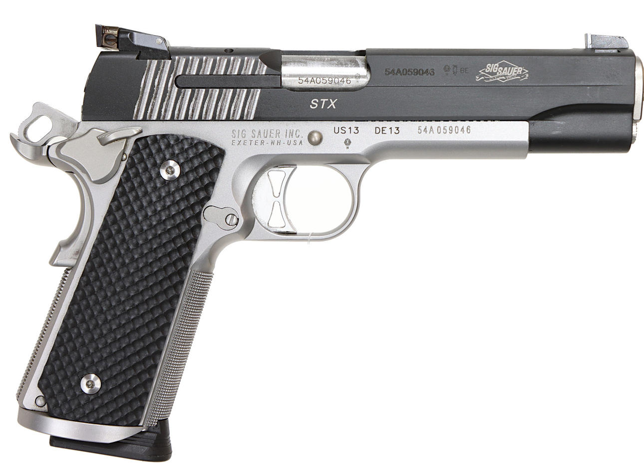 PISTOL, Semi-automatic, make Sig-Sauer, model 1911 STX Custom, caliber .45 ACP, serial number 54A059046, serial number SE3055537.