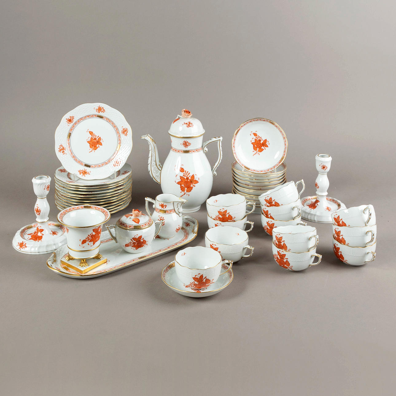 Herend, Großes Kaffeeservice ´Apponyi `orange, Ungarn 20.Jh. (45).