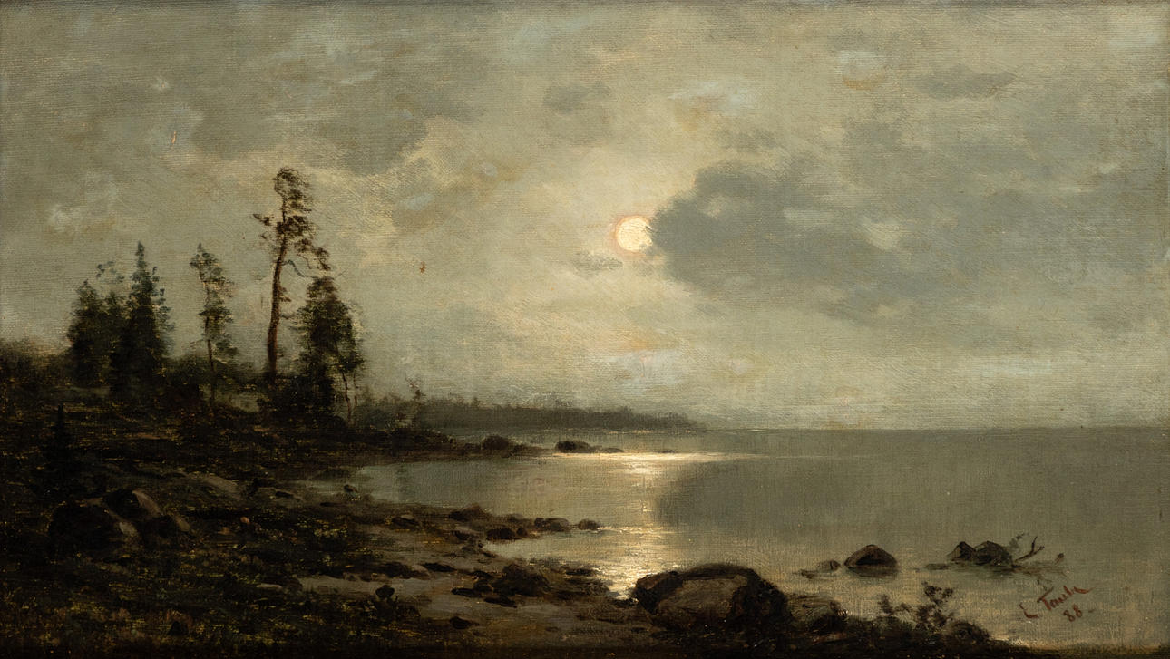 EUGEN TAUBE (1860-1913). moonlit landscape.