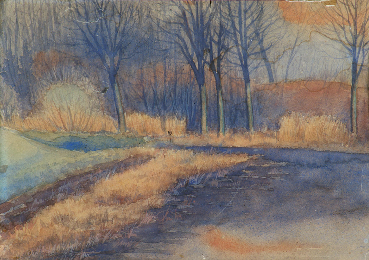 OTTO MODERSOHN. WORPSWEDE HEDMARK LANDSKAP. Akvarell på papper. 41,5 x 30 cm Signerad och daterad nere till vänster: O.Modersohn 32. ram.