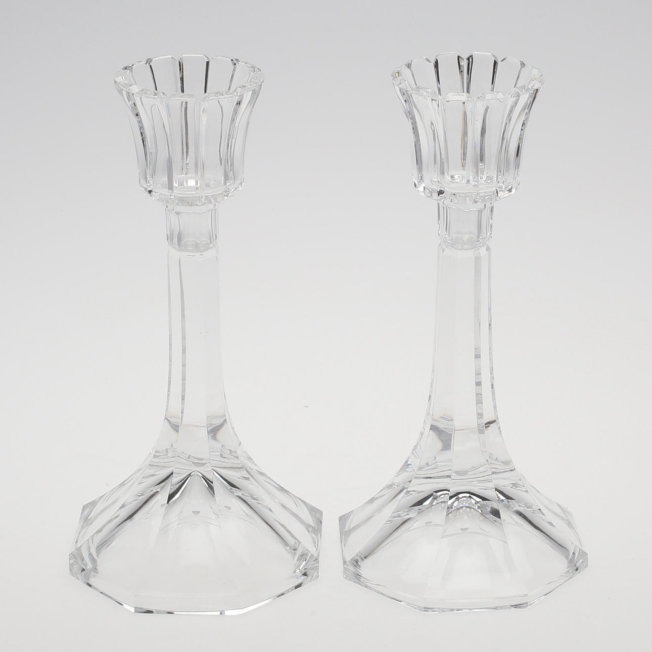 LJUSSTAKAR, ett par, glas, Gunnar Cyrén, Orrefors, 1900-talets sista fjärdedel.