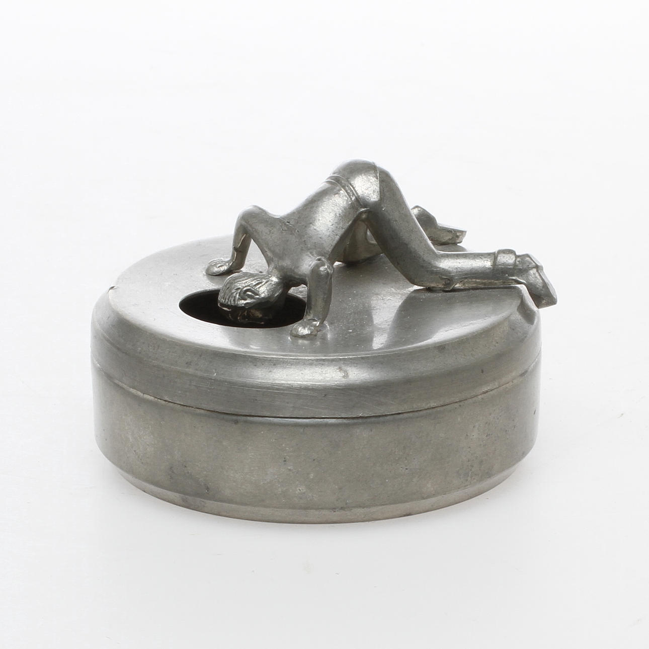 MANSCHETTKNAPPSASK, tenn, "Originell", Widerholm & Dahlberg, Eskilstuna, 1930/40-tal.