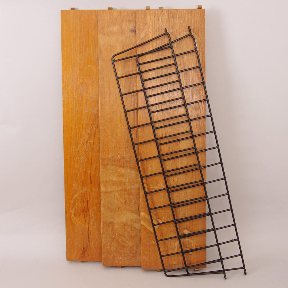 STRINGHYLLA, teak, 2 gavlar med 3 hyllor.