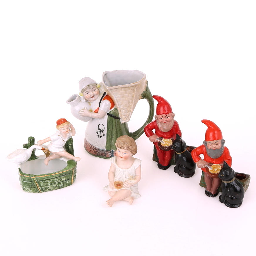 FIGURINER 5 st, porslin, 1800-/1900-tal.