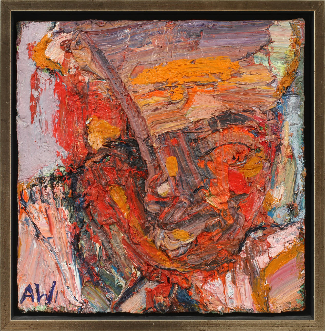 ANDERS WOLLIN. "Dartspelaren", olja på duk, signerad AW.