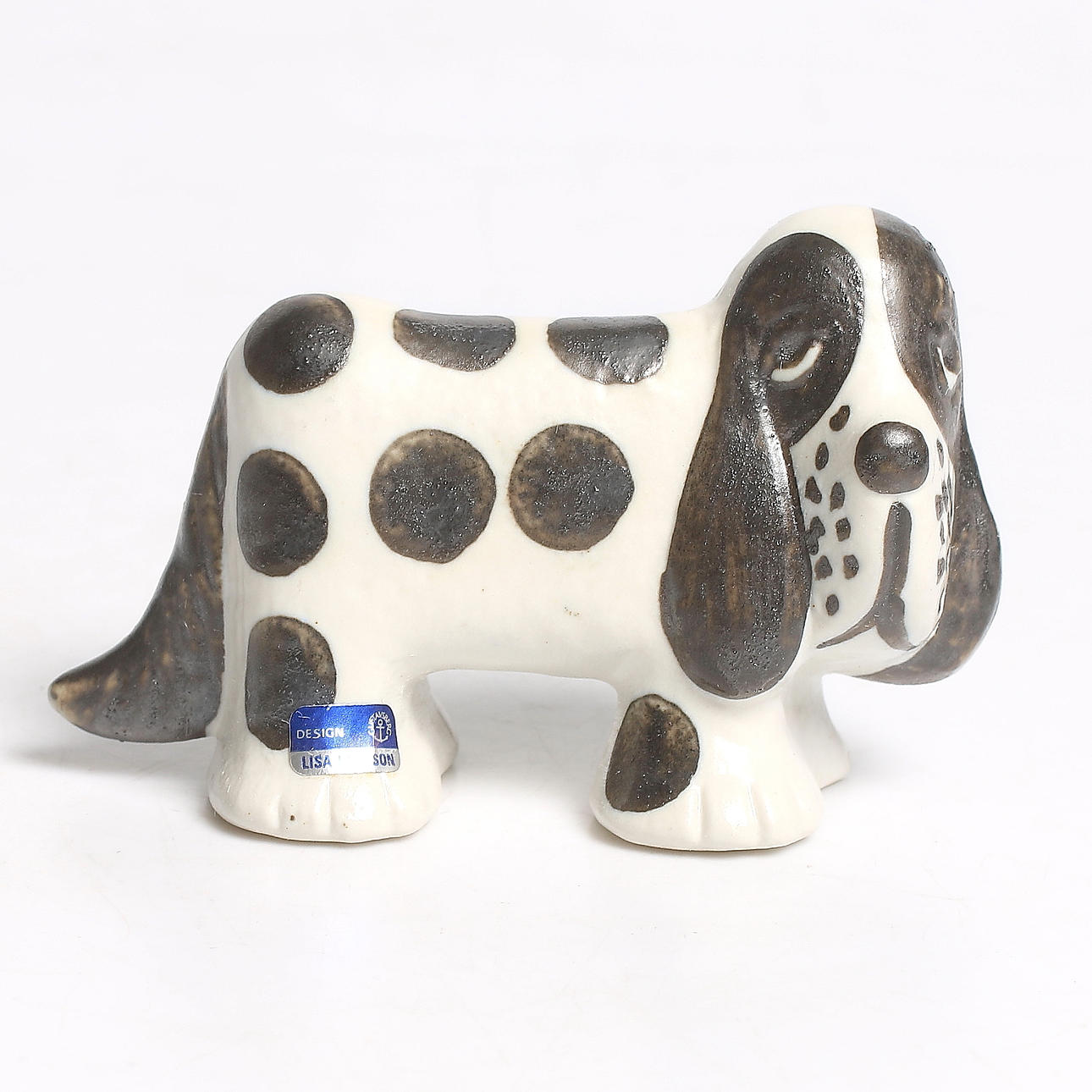 LISA LARSON. Spaniel, stengods, "Kennel", Gustavsberg. 1900-tal.