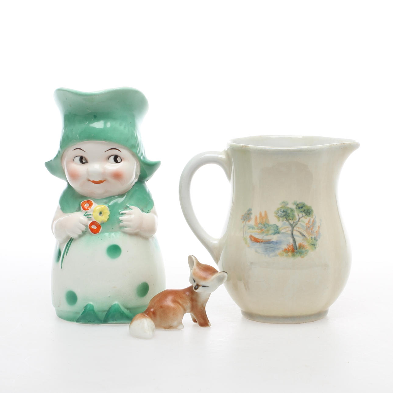 MJÖLKKANNA, FIGURIN porslin Arabia samt KANNA porslin Goebel.