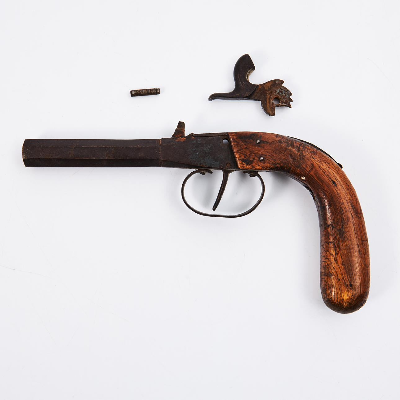 BLOCK PISTOL, 19th century, octagonal barrel.