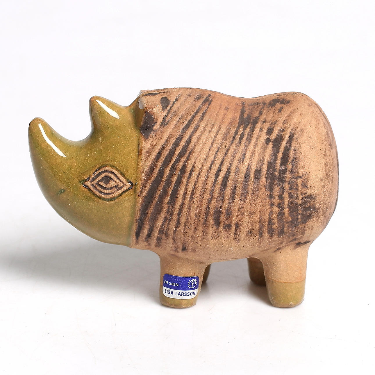 LISA LARSON. Noshörning, stengods, "Menageri", Gustavsberg. 1900-tal.