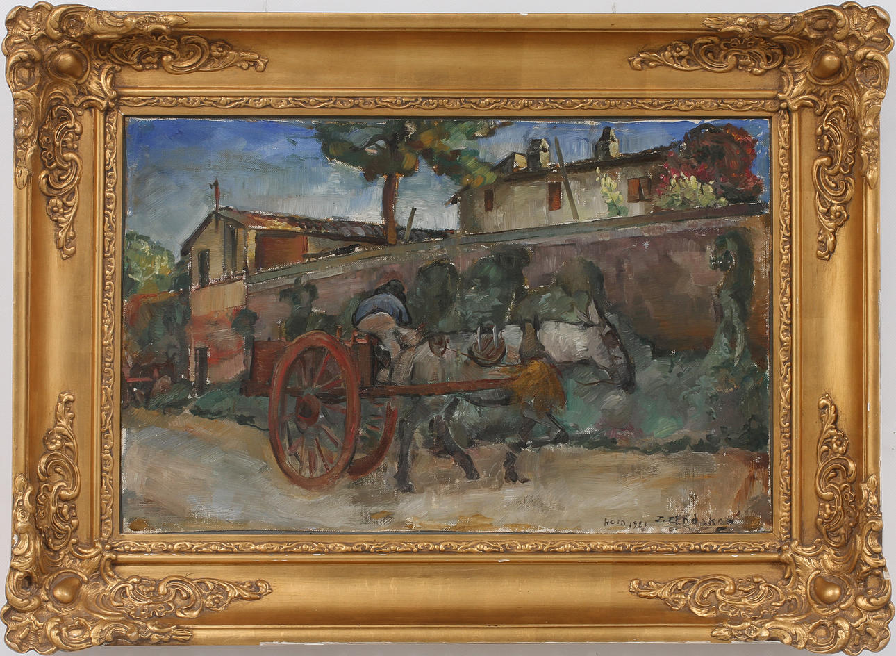 JOSEF LINDSKOG. "Rom 1921", olja på duk, uppfodrad, signerad.