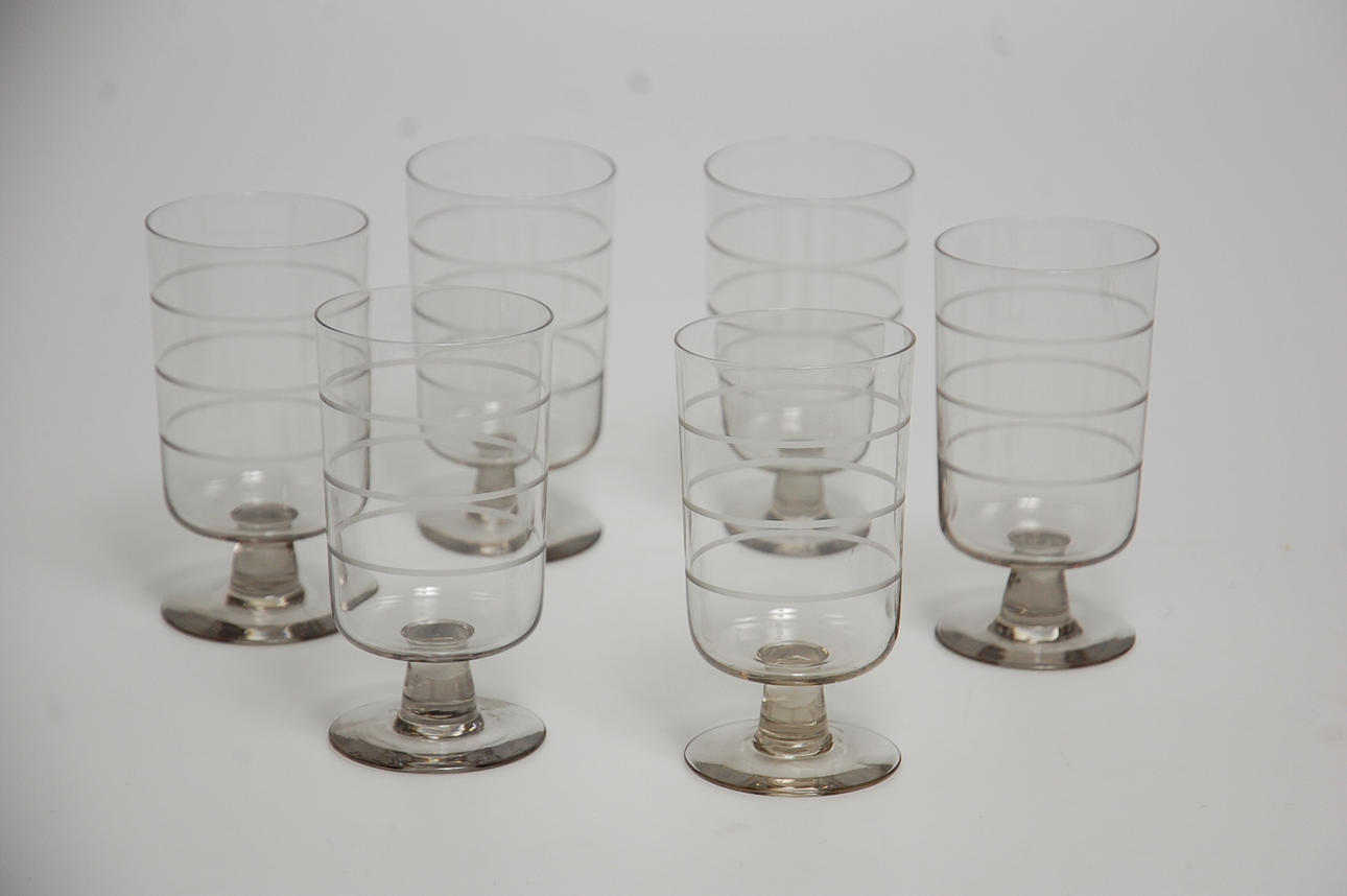 VINGLAS, 6 st, troligen, Kosta.