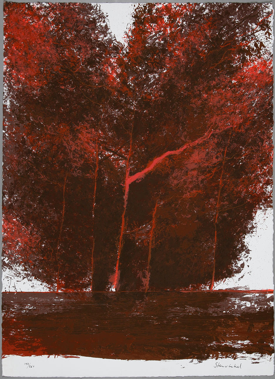 JAN STENVINKEL. "Den röde gren", serigrafi, signerad och daterad 142/260.