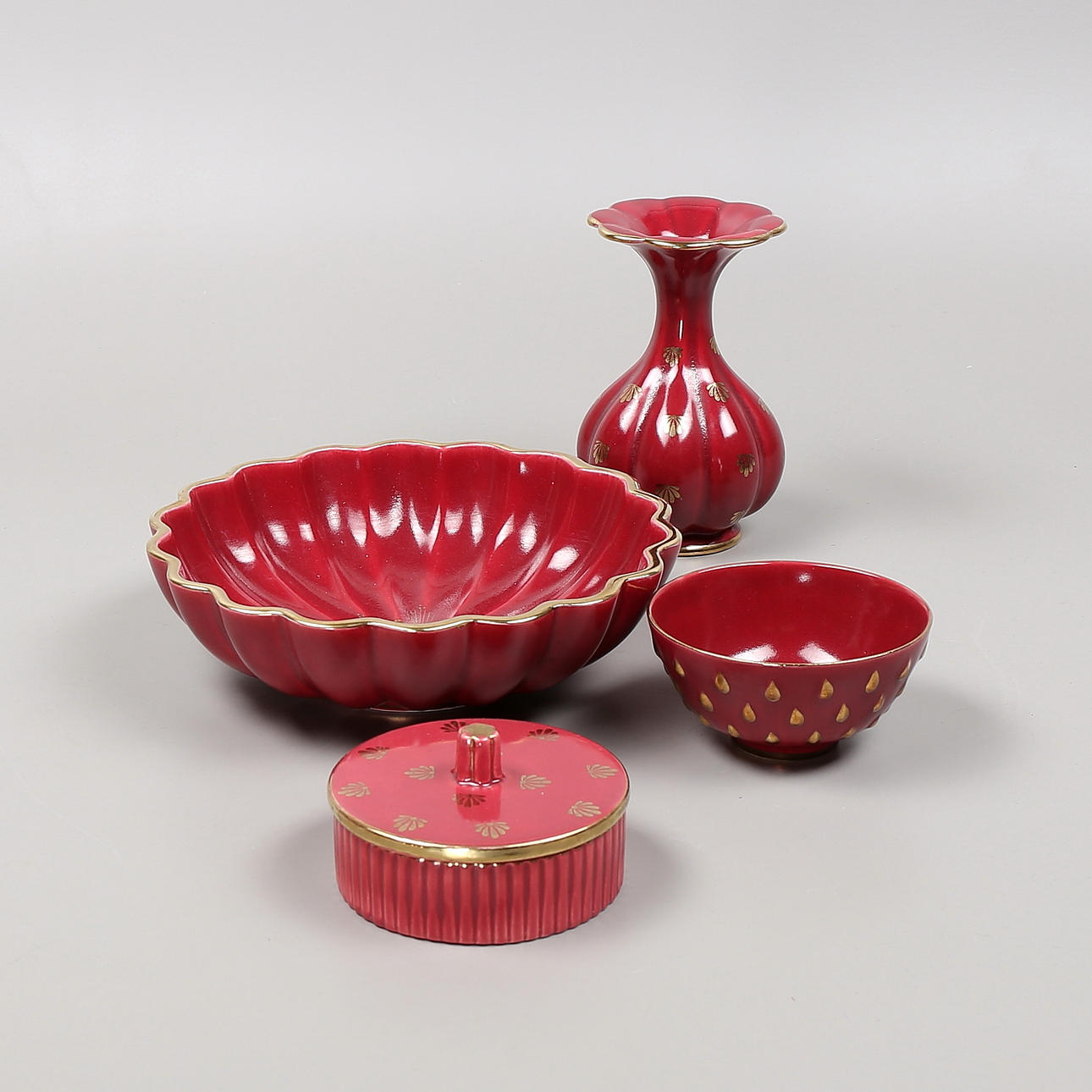 EUGEN TROST. "Red Ruby", ceramics, Upsala-Ekeby, Gefle.