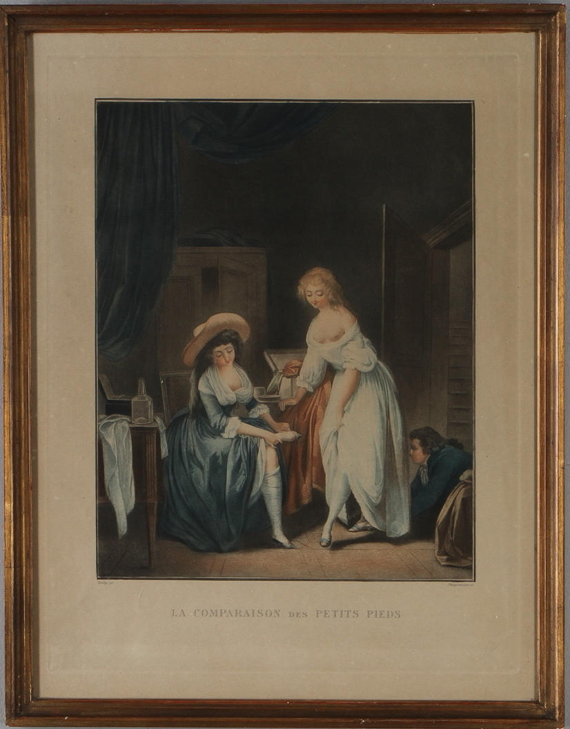 LOUIS BOILLY. EFTER. "La comparaison des petits pieds ", färgetsning.