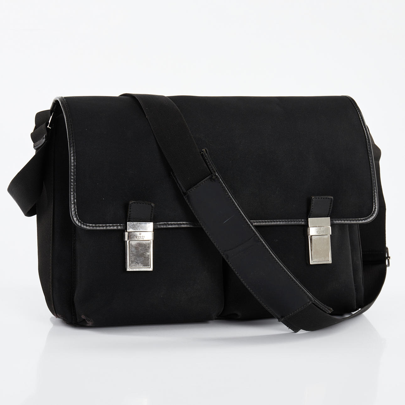 GUCCI. Shoulder bag, black nylon, 2000s.