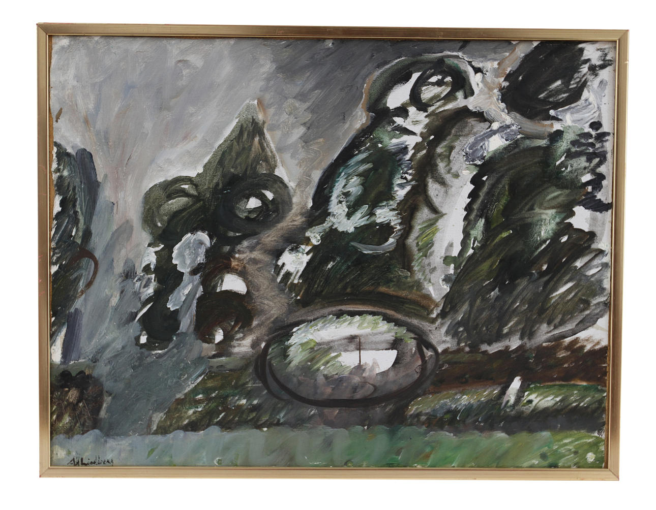 ALF LINDBERG. Olja på duk. Vegetation, signerad.