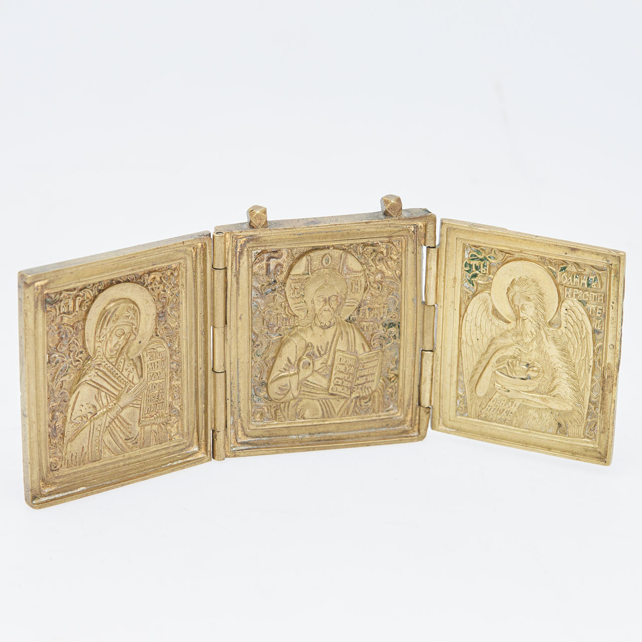 Reisealtar / Ikone / Triptychon, Messing, Russland.