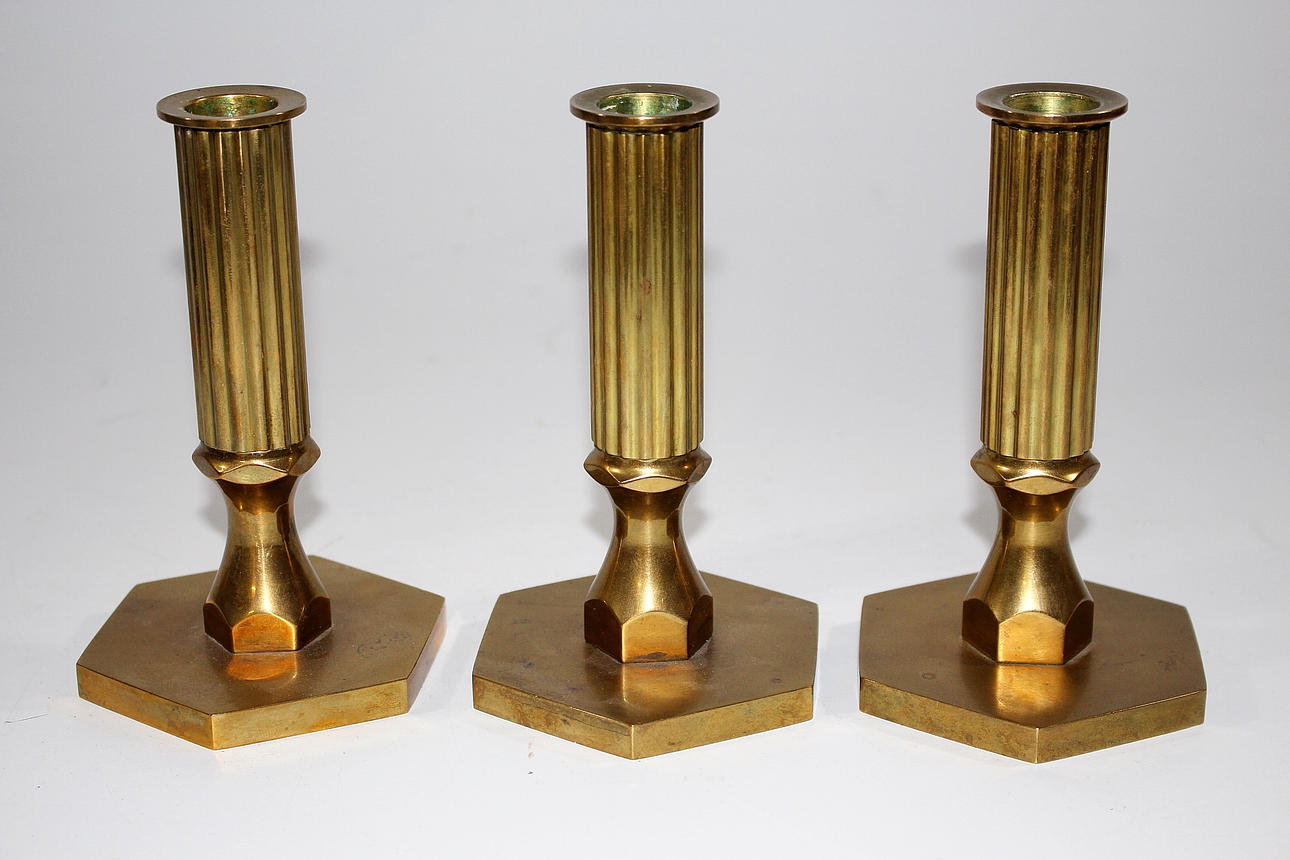 LJUSTAKAR, 3 st, malm, Gusum,sign BK 1984 Rokoko.